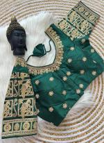 Pure Raw Silk Green Wedding Wear Embroidery Work Readymade Blouse